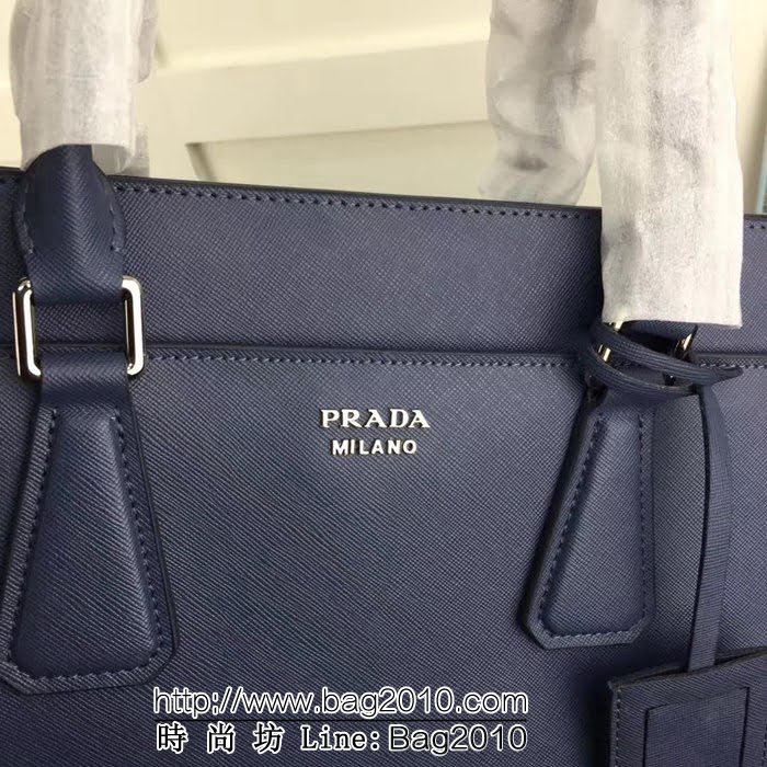 普拉達PRADA原單 最新款2VG014-1F藍色原單爆款男士商務手提包 PHY1490